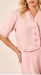 Blusa Cropped Decote V Rosa Claro 
