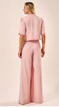 Blusa Cropped Decote V Rosa Claro 