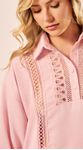 Camisa Rendas Viscolinho Rosa Claro 