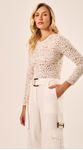 Body com Manga Longa em Renda Floral Off