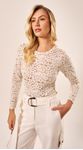 Body com Manga Longa em Renda Floral Off