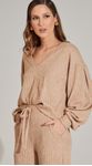 Blusa de Tricot com Manga Longa Bege