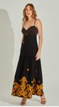 Vestido Longo Bordado Busto Pespontado
