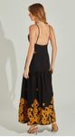 Vestido Longo Bordado Busto Pespontado