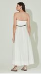 Vestido Midi com Pregas e Cinto Off White