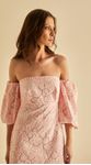 Vestido Midi Com Mangas Renda