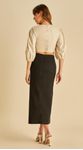 Vestido Midi Linho Bicolor