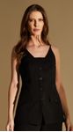 Blusa de Alça com Botões e Lapelas