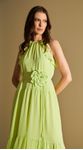 Vestido Longo Frente Única Babados