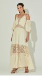 Vestido Midi Guipir com Mangas