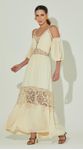 Vestido Midi Guipir com Mangas