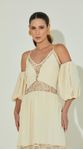 Vestido Midi Guipir com Mangas