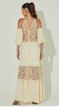 Vestido Midi Guipir com Mangas