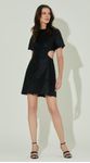 Vestido Mini Vazado Laise Couro Preto