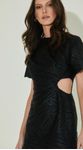 Vestido Mini Vazado Laise Couro Preto