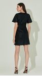 Vestido Mini Vazado Laise Couro Preto