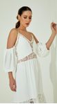 Vestido Midi Guipir com Mangas