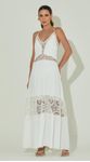 Vestido Midi Guipir com Mangas