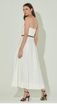Vestido Midi com Pregas e Cinto Off White