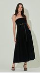 Vestido Midi com Pregas e Cinto