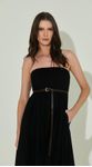 Vestido Midi com Pregas e Cinto
