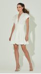 Vestido Curto Balonê Tricoline Off White