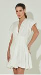 Vestido Curto Balonê Tricoline Off White