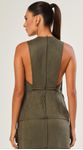 Vestido Curto Suede Com Recortes