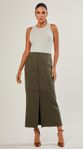 Saia Midi Suede Com Recortes