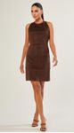 Vestido Curto Suede Com Recortes