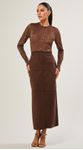 Saia Midi Suede Com Recortes
