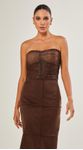 Saia Midi Suede Com Recortes