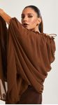 Blusa Ampla Com Babados e Couro