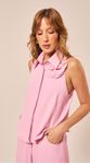 Blusa sem Mangas com Aplicação Rosa Claro