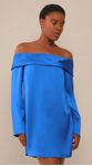 Vestido Curto de Manga Longa Azul
