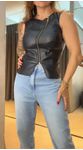 Blusa Ajustada Lisa Com Ziper Frontal 126016 Charry Preto
