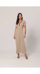 Vestido Listrado Longo Doce Trama 105523 Marrom