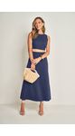 Saia Midi Doce Trama 105622 Azul Marinho