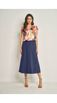 Saia Midi Doce Trama 105622 Azul Marinho