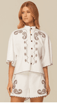 Short Curto Bordado em Linho Branco