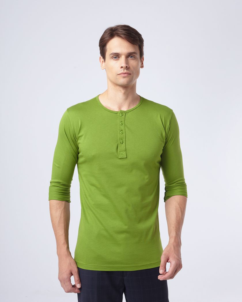 Camisa Henley Manga Longa Verde Lord - Algodão Pim... - Barão Alpha