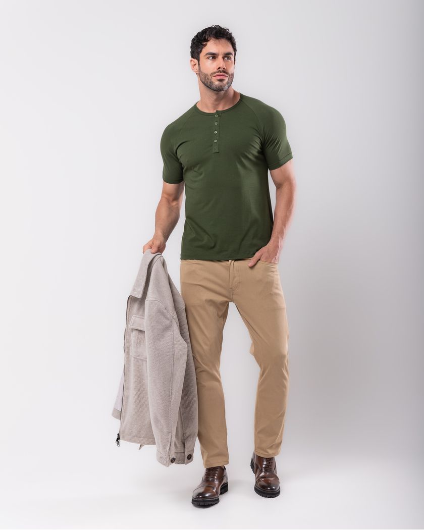 Camisa Raglan Manga Curta Verde - Algodão Egípcio 