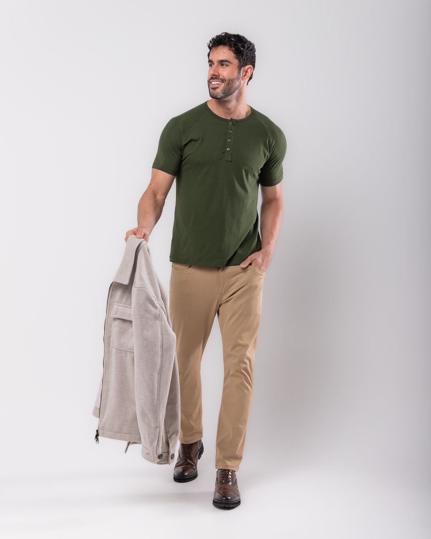 Camisa Raglan Manga Curta Verde - Algodão Egípcio 