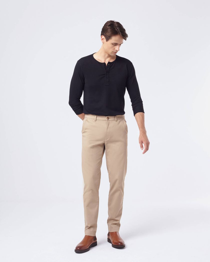 Camisa Henley Manga Longa Preta - Moletinho