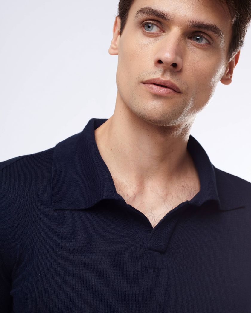 Camisa Polo em tricot nobre - azul 