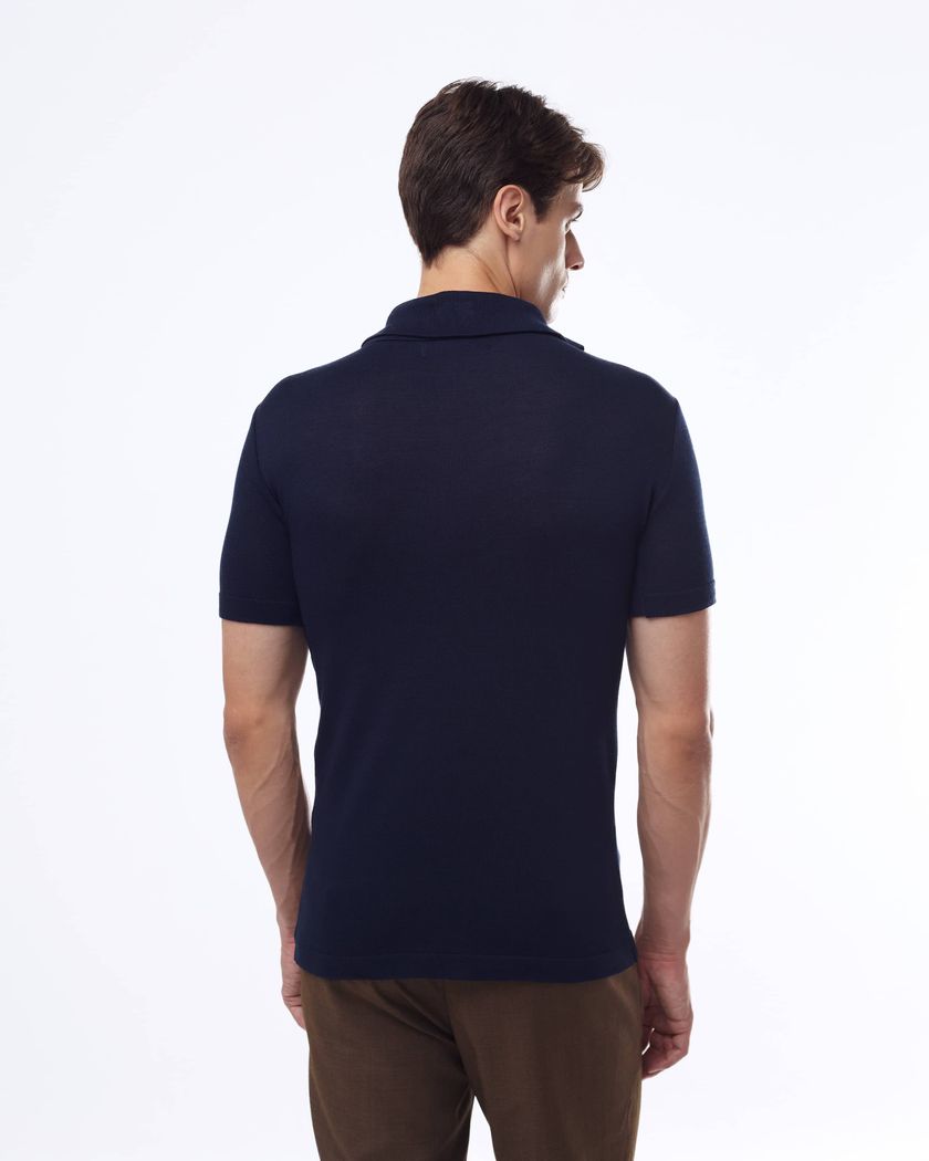 Camisa Polo em tricot nobre - azul 