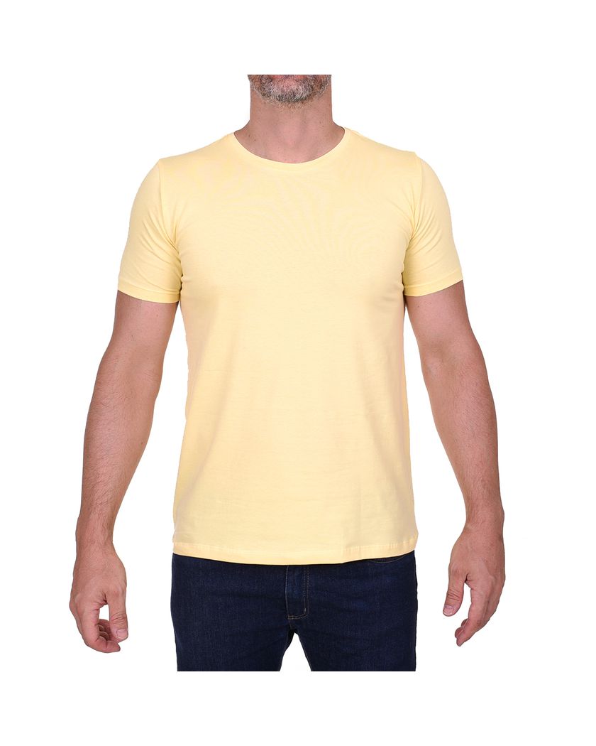 Camiseta Gola Redonda Curta Amarela - Algodão Egípcio 