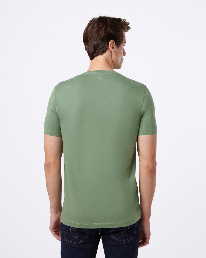 Camiseta Gola V Manga Curta Verde Mar - Algodão Egípcio 