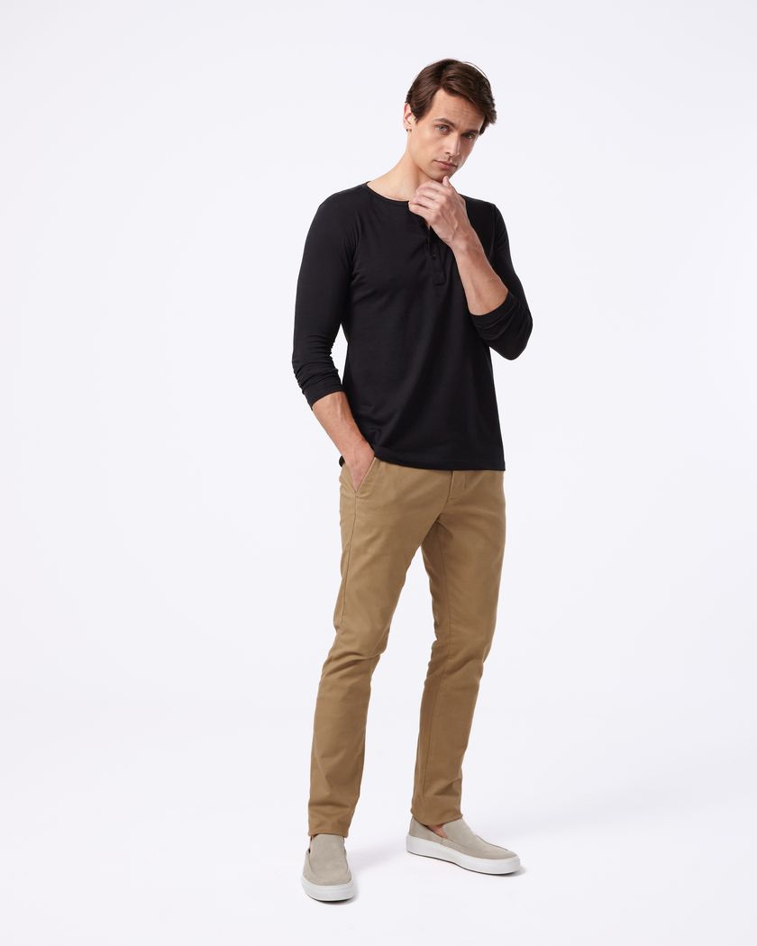 KIT 3 Camisas Henley azul, preta e verde - Algodão Egípcio 