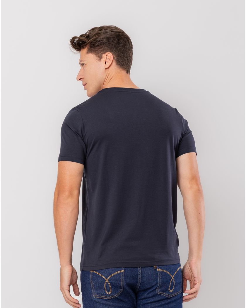 Camiseta Gola Redonda Azul Marinho- Algodão Pima Premium